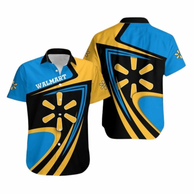 Walmart logo black blue and orange hawaiian shirt 1