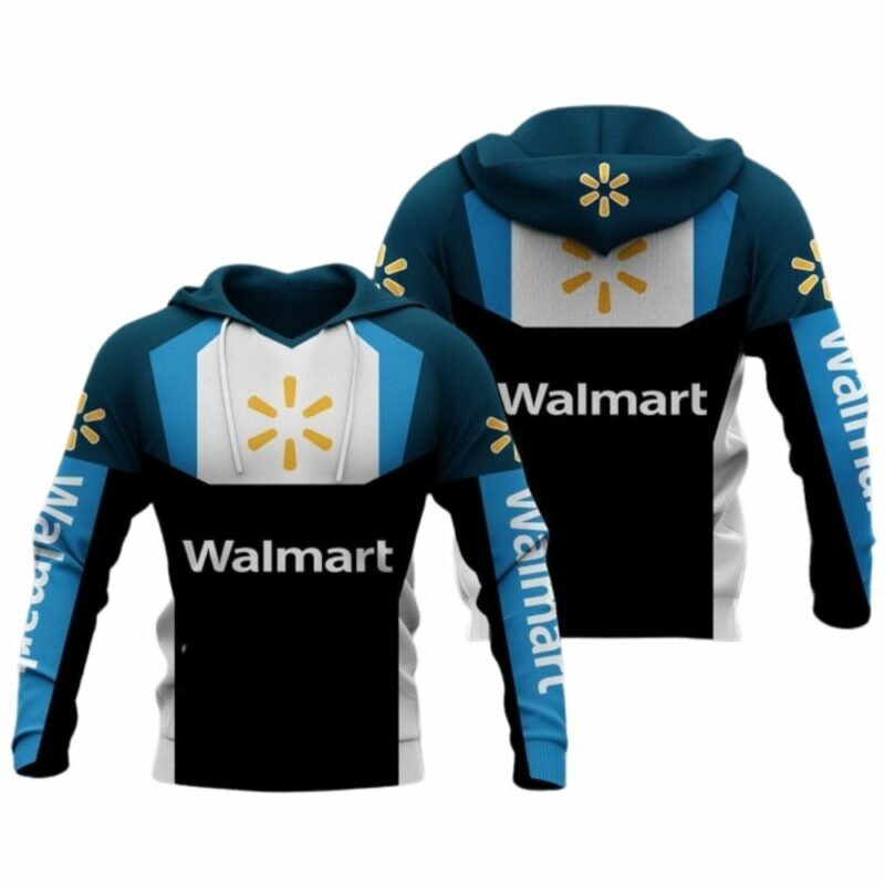 Walmart logo black white and blue 3d hoodie 1