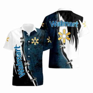 Walmart Logo Grunge Black And White Hawaiian Shirt