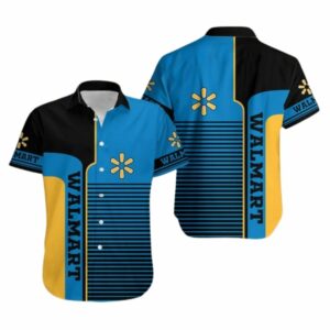 Walmart Logo In My Heart Black Blue And Orange Funny Hawaiian Shirt