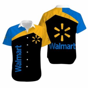 Walmart Logo In My Heart Black Blue And Orange Hawaiian Shirt