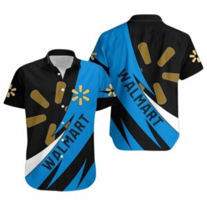 Walmart Logo In My Heart Black Blue And White Funny Hawaiian Shirt