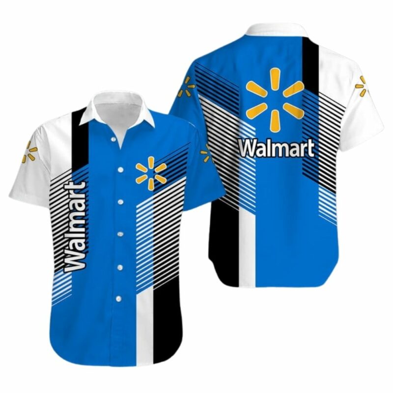 Walmart logo in my heart blue and white hawaiian shirt 1