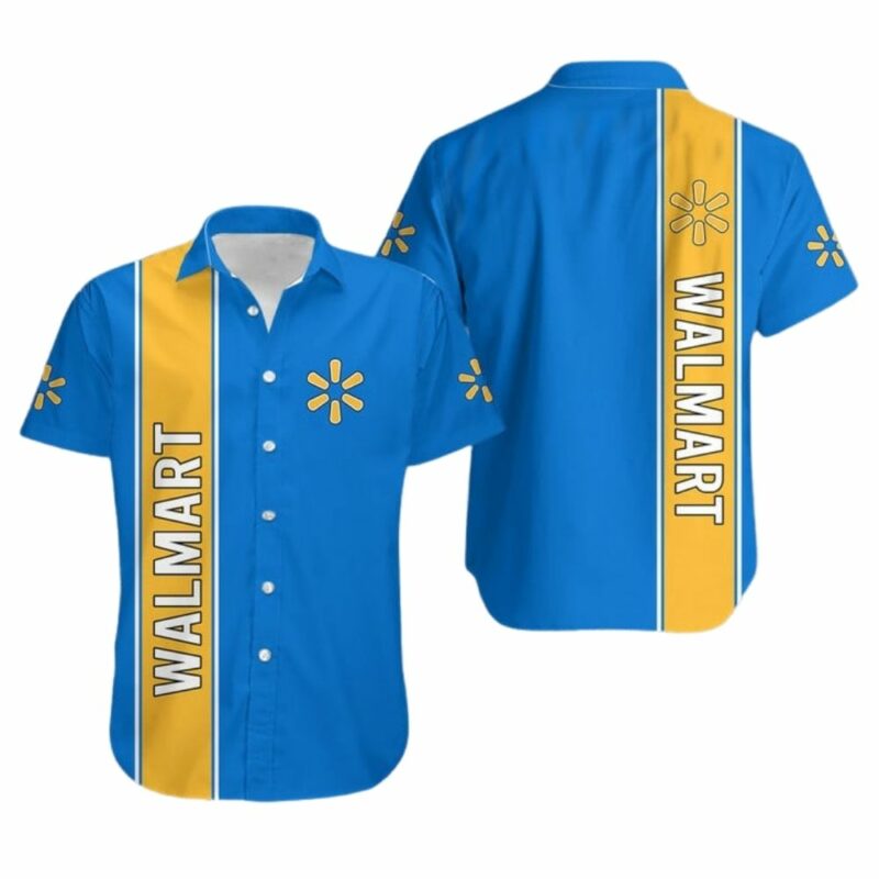 Walmart logo in my heart blue and yellow hawaiian shirt 1