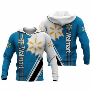 Walmart Logo Scratch Blue And White All Over Print Hoodie