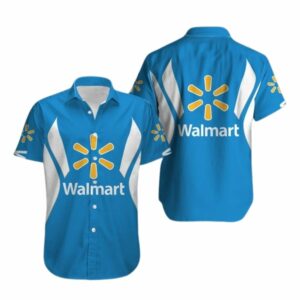 Walmart Logo White And Blue Hawaiian Shirt