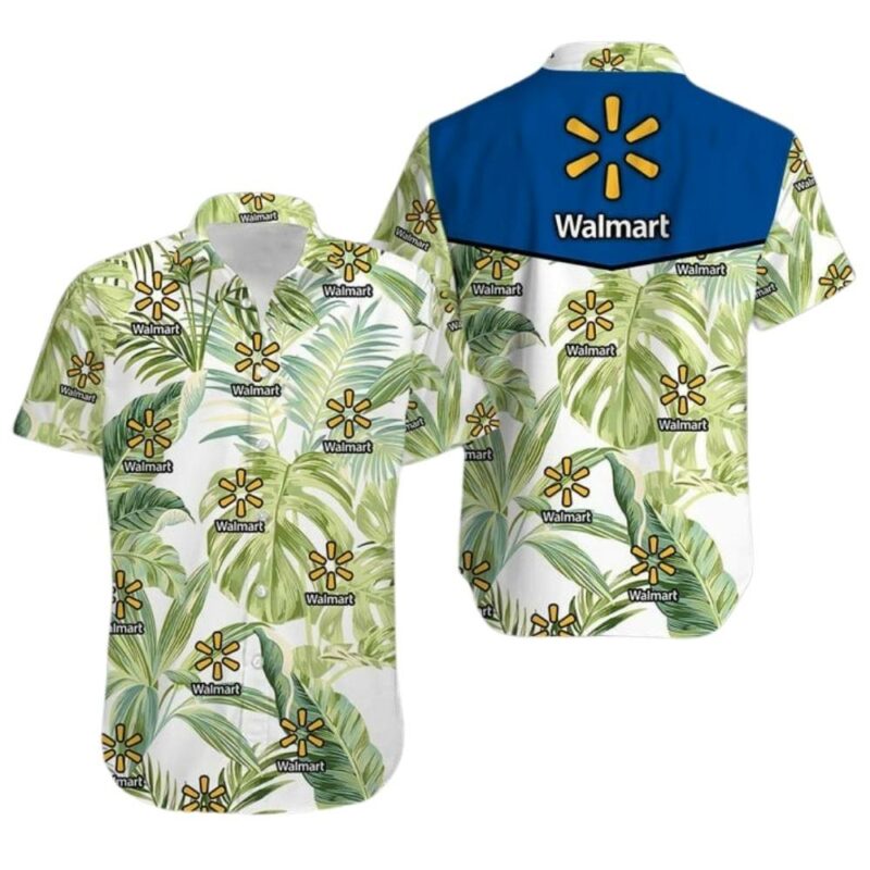 Walmart many logo and floral leave pattern hawaiian shirt 1