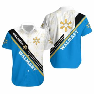 Walmart Many Logo Black White And Blue Hawaiian Shirt