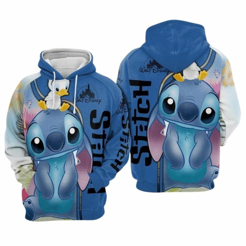 Walt disney stitch flower 3d hoodie 1