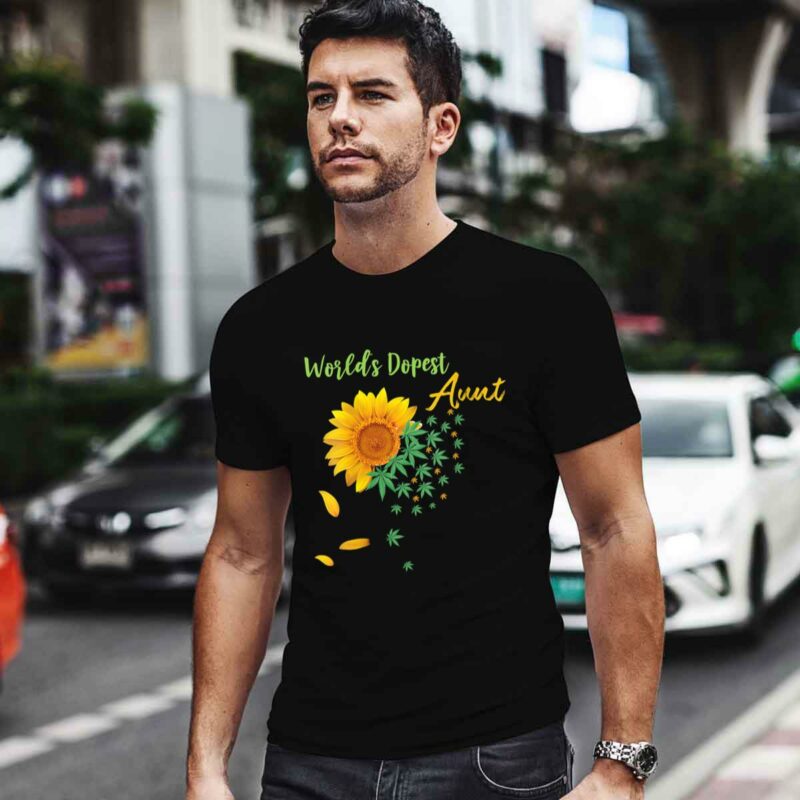 World Is Dopest Aunt Sunflower Weed Leaves 0 T Shirt