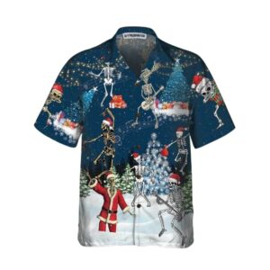 X Ray Christmas Dancing Skeletons Hawaiian Shirt