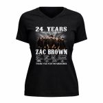 Zac Brown 24 Years Thank You For The Memories 5 Womens V Neck.jpg