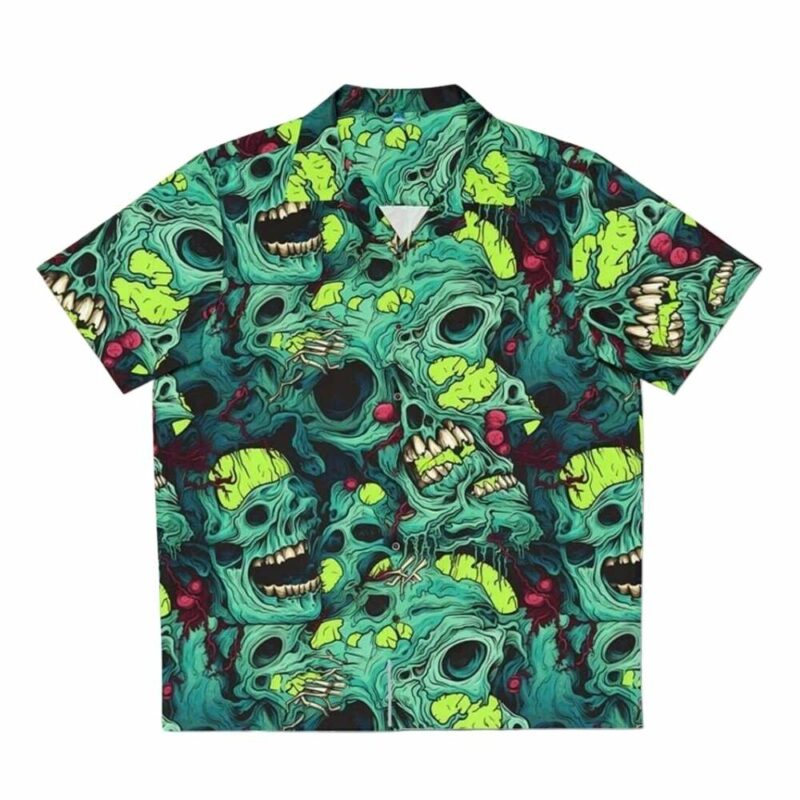 Zombie brain horror tropical scary monster hawaiian shirt 1